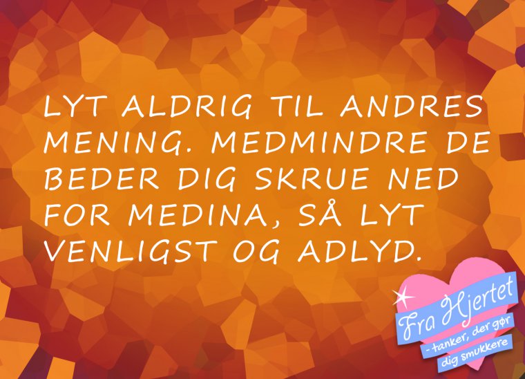 Lyt aldrig til andres mening