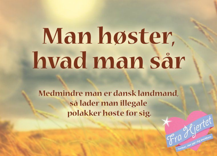 Man høster, hvad man sår ...