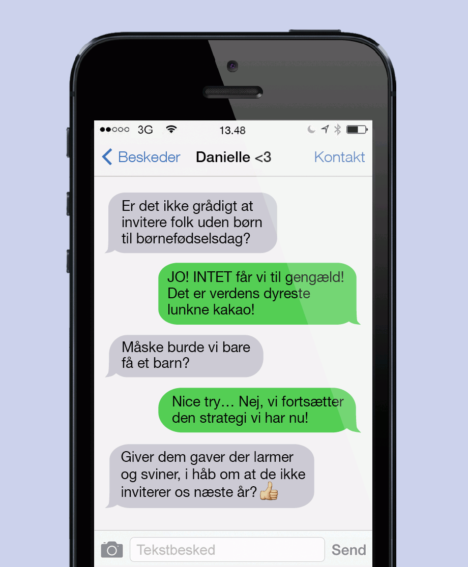 At invitere folk uden børn til en børnefødselsdag.