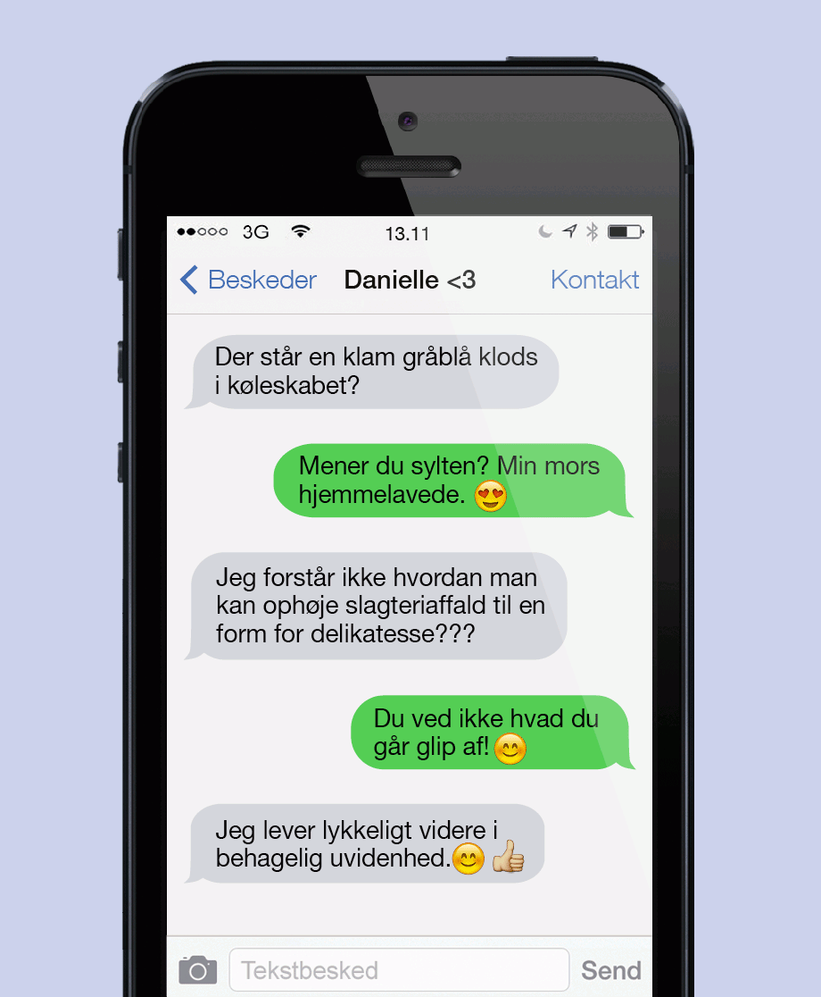 Der står en klam gråblå klods i køleskabet