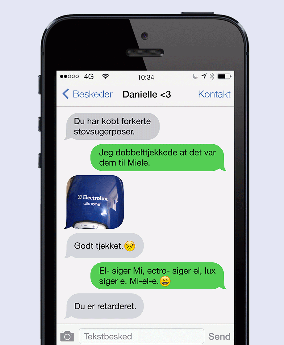 Der står M-I-E-L-E!