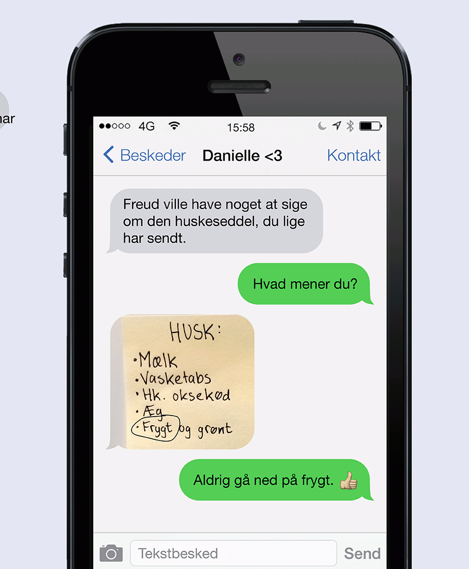 Freud har en mening om den huskeseddel