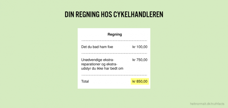 Din regning hos cykelhandleren