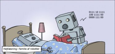 Højtlæsning i familie af robotter
