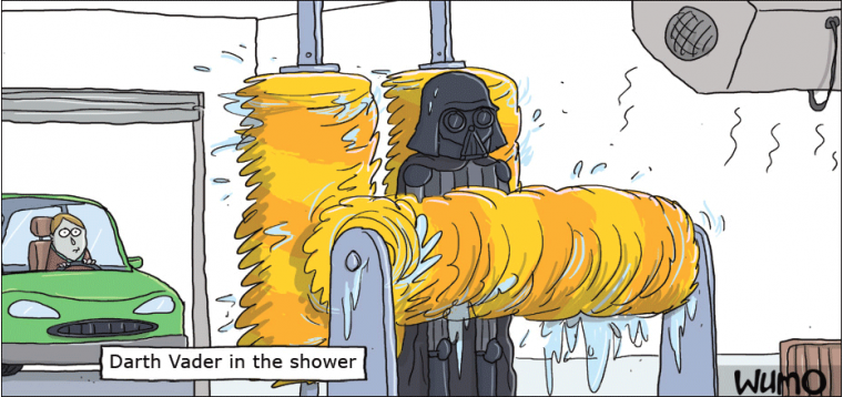 Darth Vader in the shower