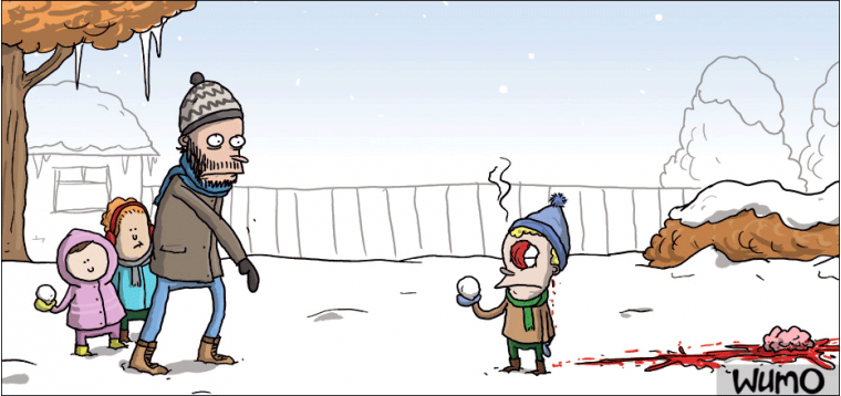 Putting ice in snowballs is fun.