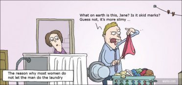 Men doing the laundry