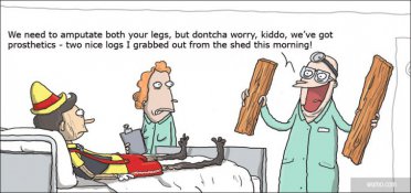 Pinocchio was in an accident.