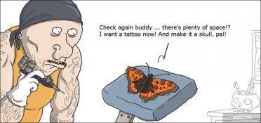 A butterfly in the tattoo parlor